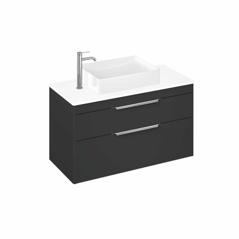 Shoreditch 100cm double drawer Matt Grey with White Worktop and Quad Countertop Basin